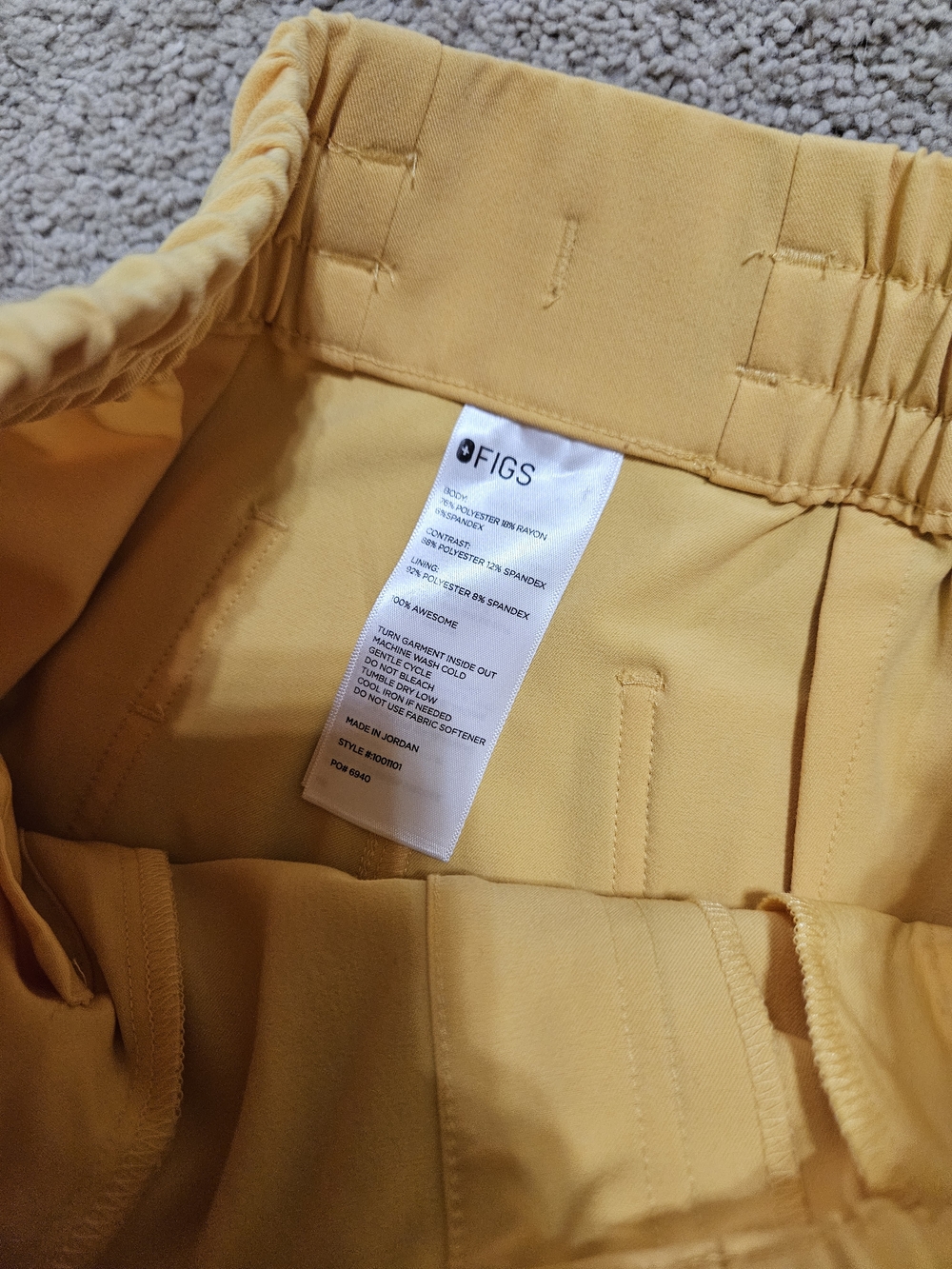 Figs Mustard Yellow Drawstring Jogger Pants with Purple Tie - Picture 3 of 8